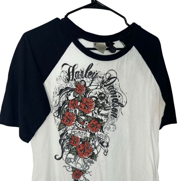 |EUC| HARLEY DAVIDSON Roses Logo T Shirt - Picture 2 of 6